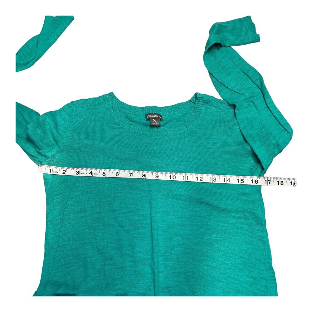 Eddie Bauer Sweater Women's XS Teal 100% Cotton Round Neck Long Sleeve Pullover - Picture 4 of 7